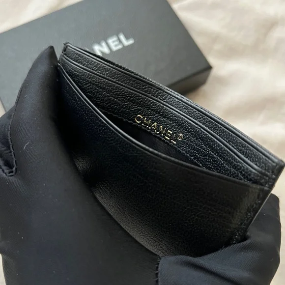 Auth Chanel Black Vintage Classic CC Logo Flat Card Holder - Good condition - Picture 8 of 10